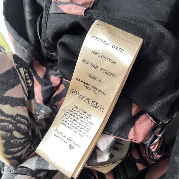 Johanna Ortiz Paraiso Natural Tropical Print Crop Top Burnt Size 6 NEW NWT - Picture 7 of 12